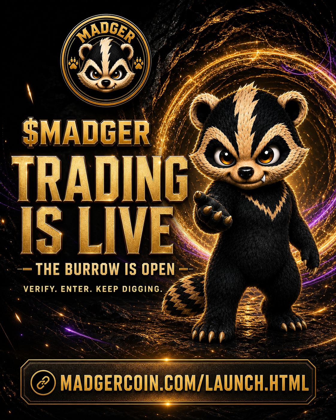 Official MADGER trading-live artwork with verified project branding