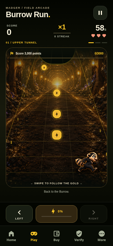 MADGER runs through a glowing three-lane Burrow tunnel in the Android preview